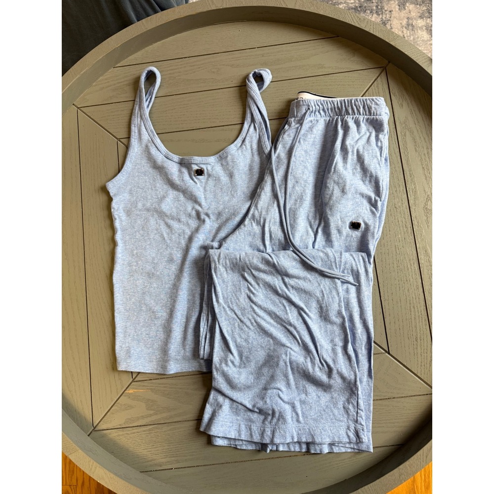 Victoria's Secret Blue Cotton Pajama Set Tank Top and Pants Lounge Set Size S